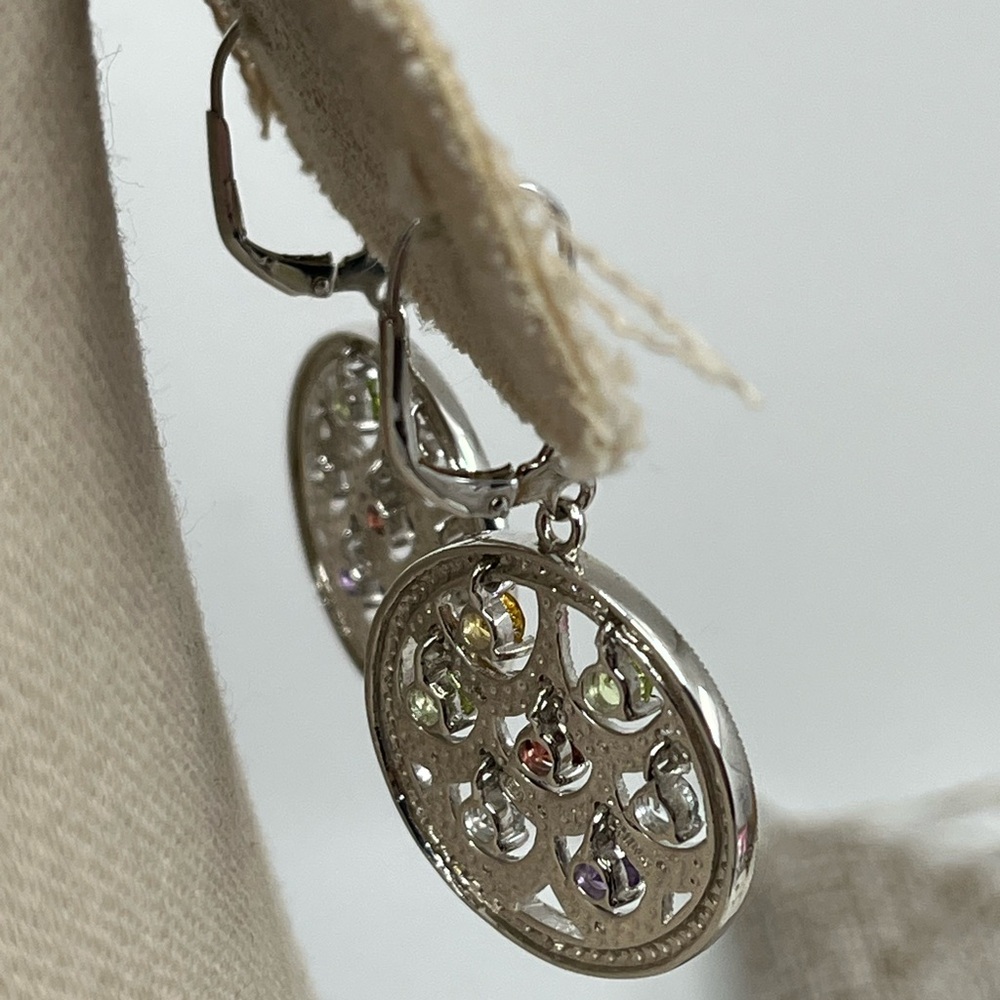 Vintage Ross-Simons Real Sterling Silver Multi-Gemstone Earrings - Picture 7 of 16